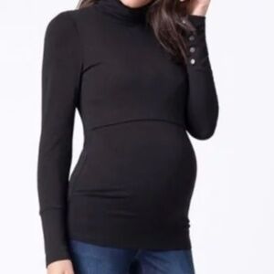 Seraphine | Black Maternity Nursing Turtleneck | Black | XL